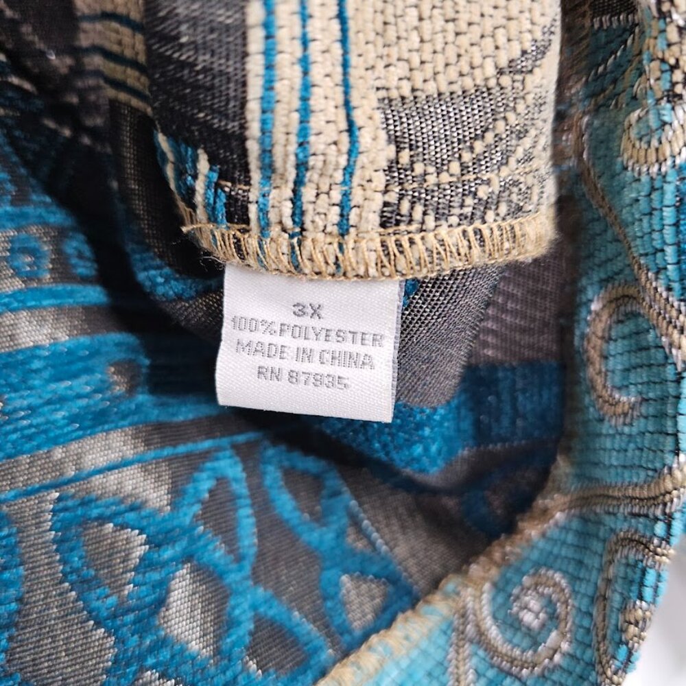 DRESS BARN WOMAN Tapestry Blazer Jacket TEAL BLUE MULTI Plus size 3X Art to Wear - Picture 8 of 8